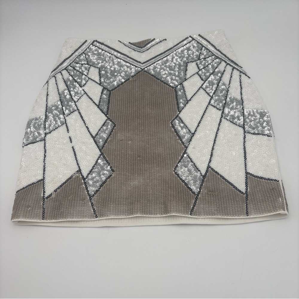Express Sequin Mini Skirt - White‎ and Gray